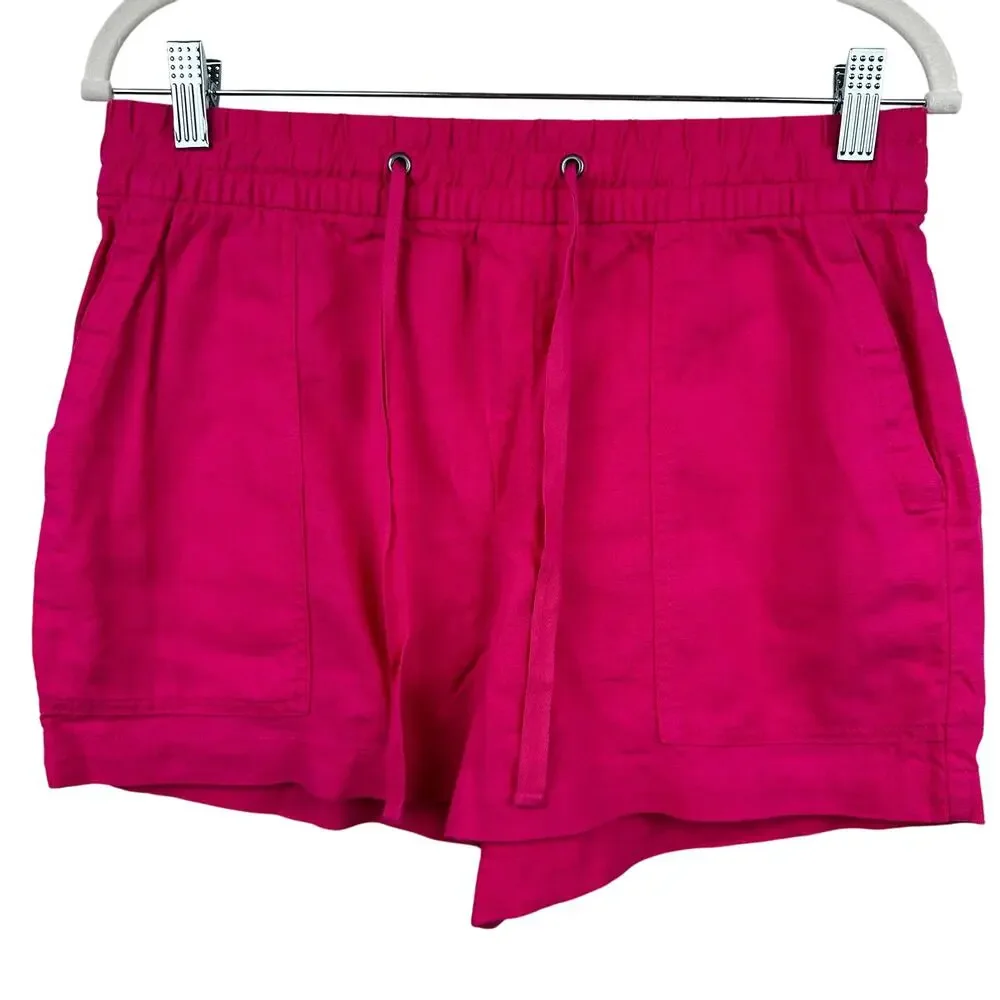 GAP Pull On Utility Shorts Linen Blend Royal Fuchsia Small Coastal Beach Resort